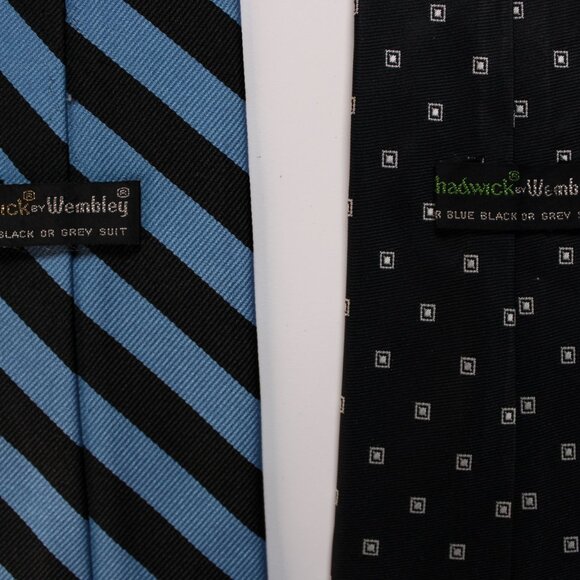 Lot of 2 Brooks Brothers Mens Neckties Blue Black Striped & Geometric Square - Picture 6 of 8